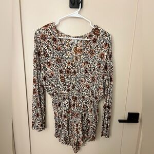 Floral Long Sleeve Women's Romper